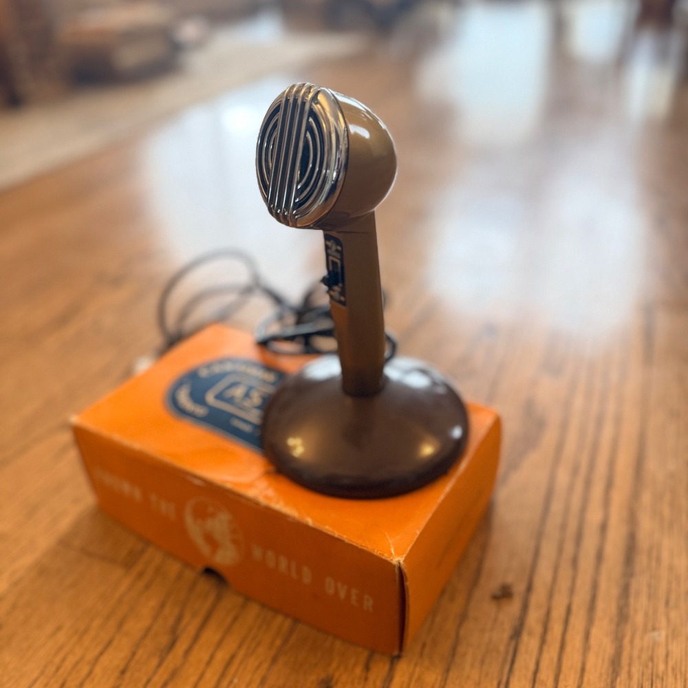 Vintage Canadian Astatic‎ 241-S Microphone Gold Chrome Mid Century 1967 With Box